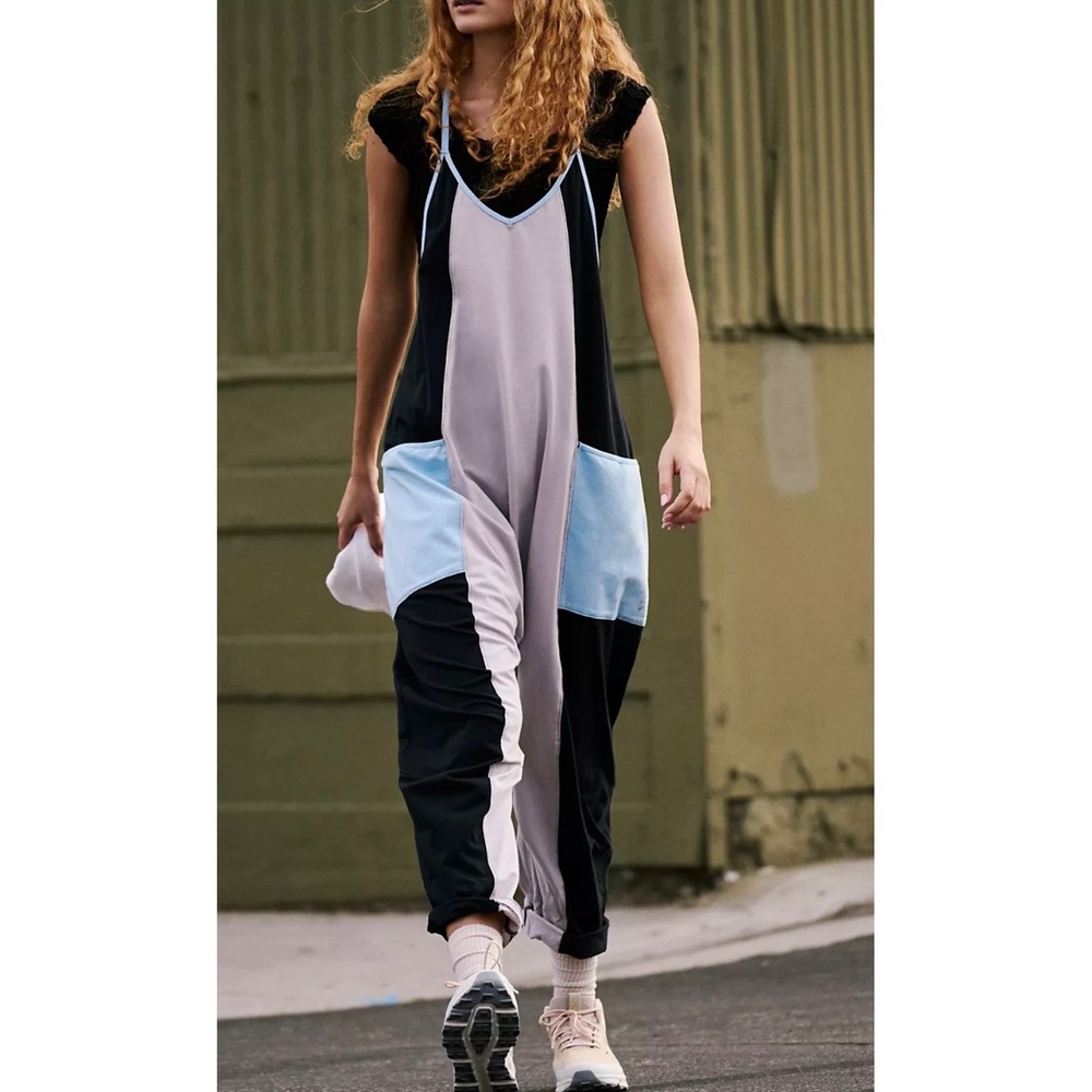 FREE PEOPLE RAINDROP HOT SHOT COLORBLOCK ONE-PIECE JUMPSUIT FP MOVEMENT Large